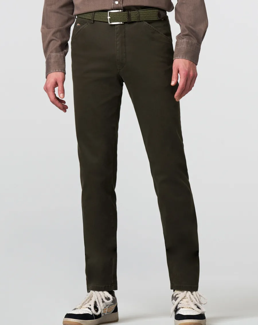 Meyer Chicago Trousers - 5613 Fine Micro Cotton Chinos - Laurel Green