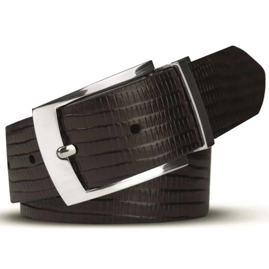 Meyer Reversible Belt - Crocodile Look Leather - Brown / Black