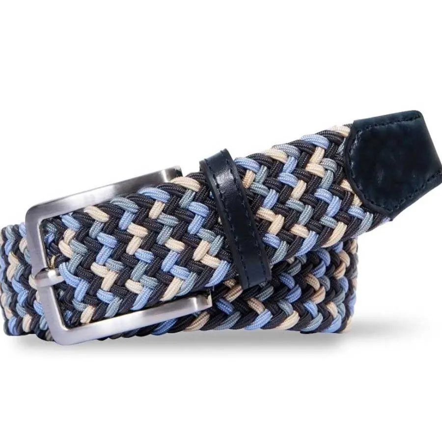 Meyer Woven Belt - Super Stretch - Multi Colour Blue