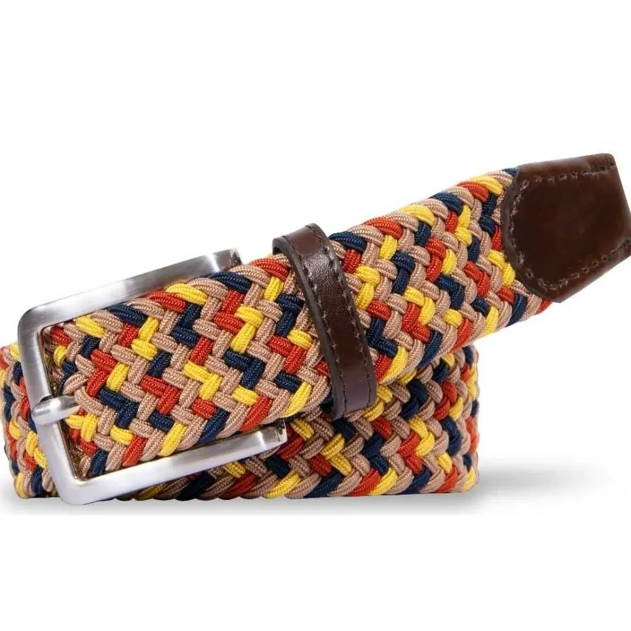 Meyer Woven Belt - Super Stretch - Multi Colour Beige