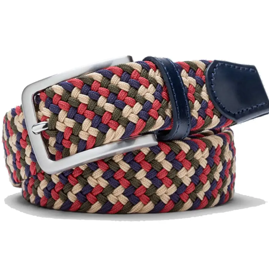 Meyer Woven Belt - Super Stretch - Multi Colour Bordeaux