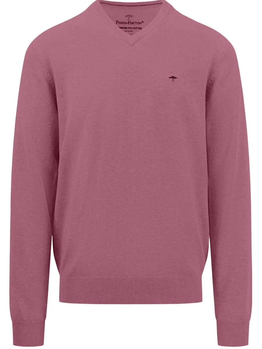Fynch Hatton 30% OFF - V-Neck Sweater - Men's Fine Knit – Pale Blush -