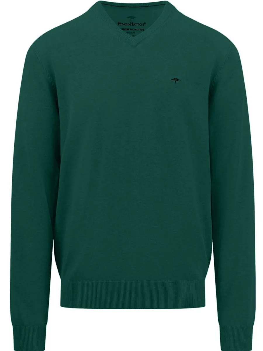 Fynch Hatton 30% OFF - V-Neck Sweater - Men's Fine Knit – Emerald Gree