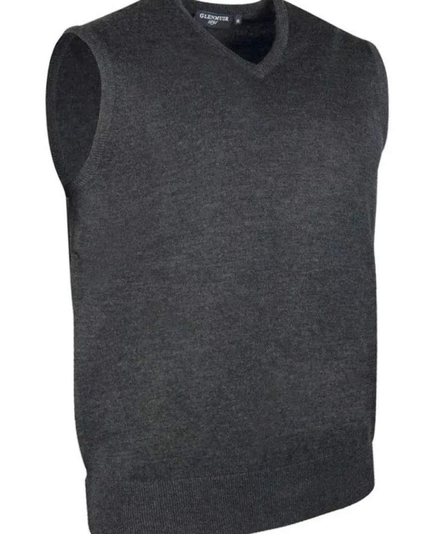 Glenmuir 40% OFF - Rankin Mens Slipover - Fine Merino Wool - Charcoal