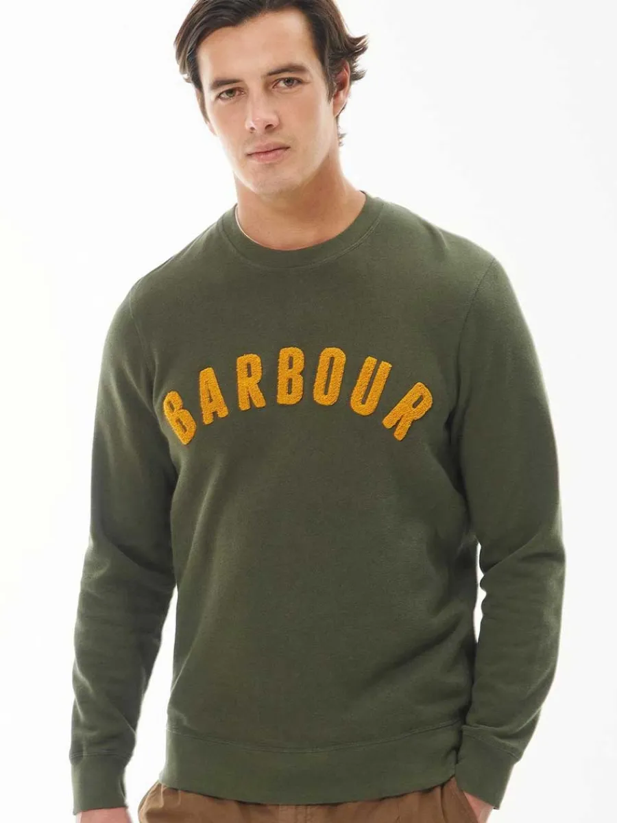 Barbour 40% OFF Sweater - Mens Prep Logo Crew Neck - Olive Green - Siz