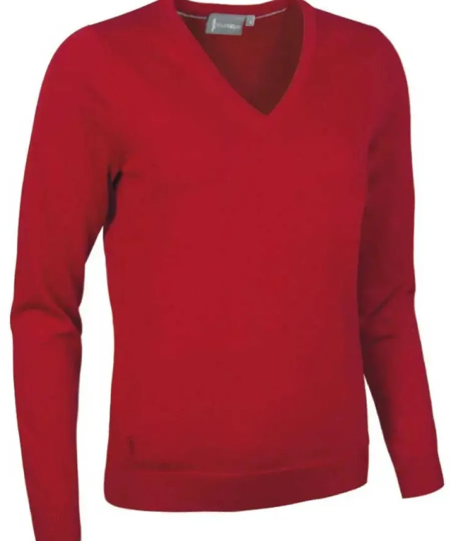 Women Glenmuir 40% OFF Darcy Ladies V Neck Sweater - Cotton - Garnet Red - S