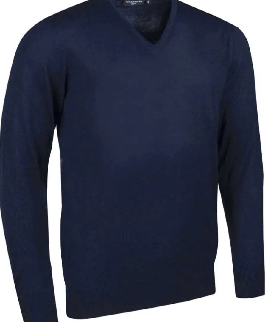 Glenmuir 40% OFF Mens Wilkie V-Neck Sweater - Fine Merino Wool - Dark