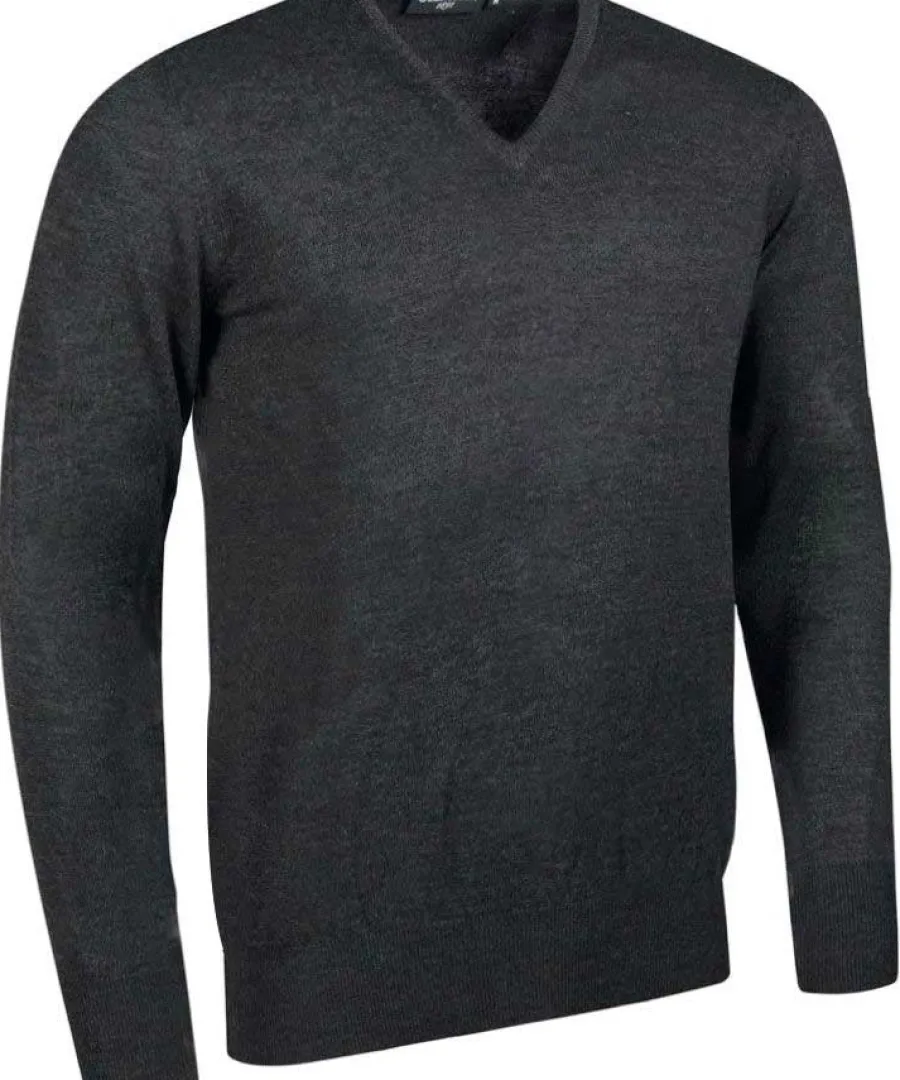Glenmuir 40% OFF Mens Wilkie V-Neck Sweater - Fine Merino Wool - Charc