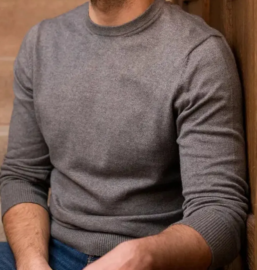 Orlo Vivo Mens Luxury Crew Neck Sweater - Tailored Fit - 6 Colour Opti