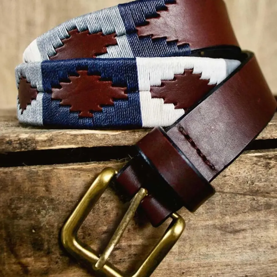 pampeano_polo_belt__roca__2.webp Pampeano Polo Belt - Roca - Navy Grey & White