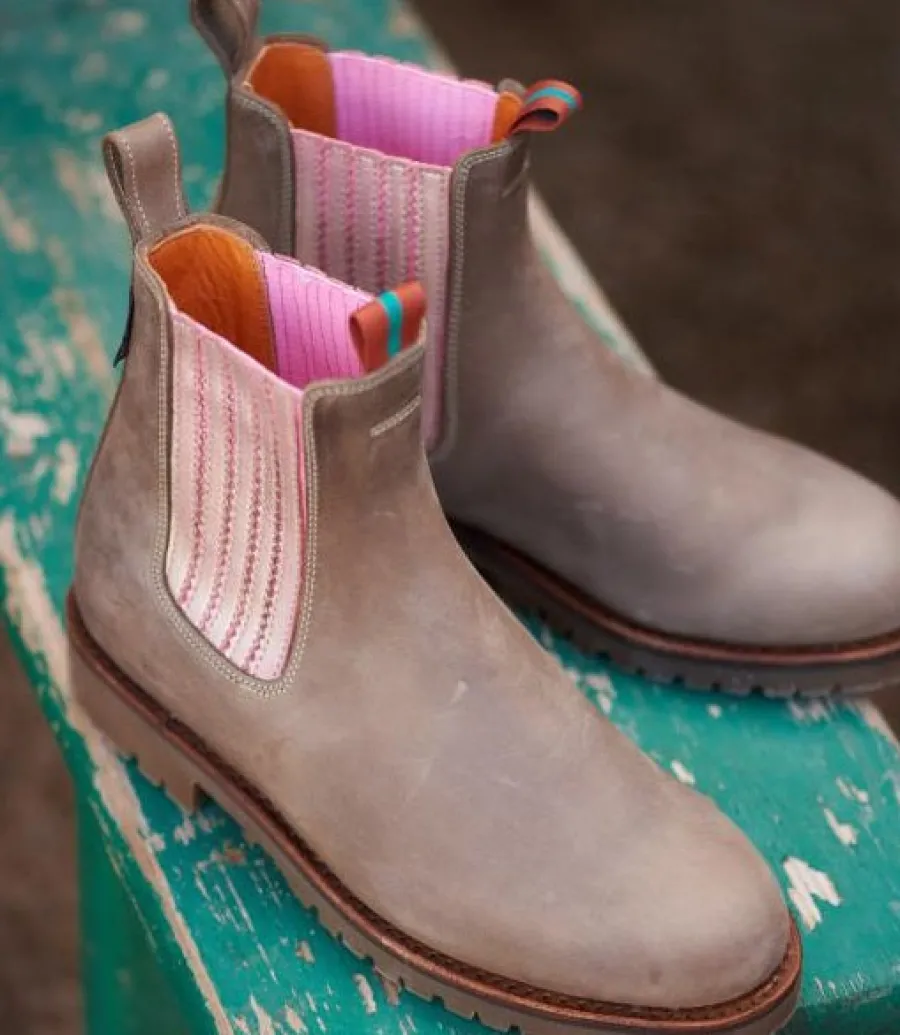 Penelope Chilvers Oscar Chelsea Boots - Leather - Khaki/Tea Rose