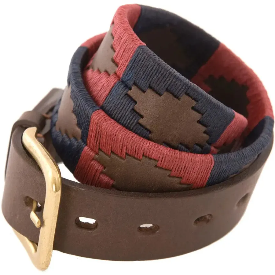 Pioneros Polo Belt - Wide Argentinian - 176 Burgundy/Navy