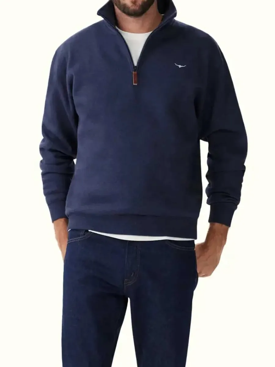 RM Williams Mulyungarie Quarter Zip Fleece - Men's - Navy