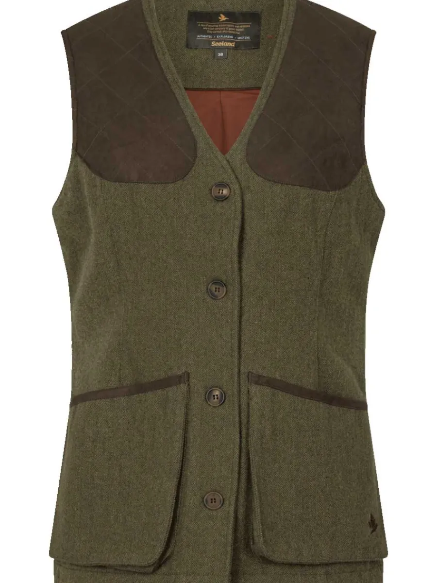 Women Seeland Hillside Harriet Tweed Waistcoat - Women's - Moss Green