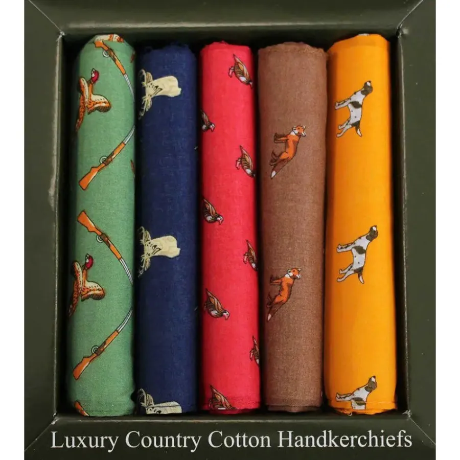 Soprano - 5 Cotton Hankies Gift Set - Country Themed
