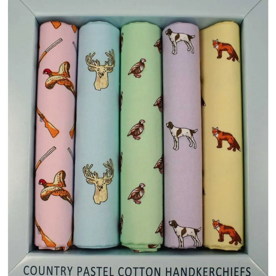 Soprano - 5 Cotton Hankies Gift Set - Country Pastel