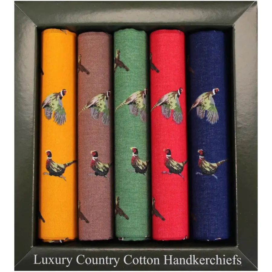 Soprano - 5 Cotton Hankies Gift Set - Pheasants