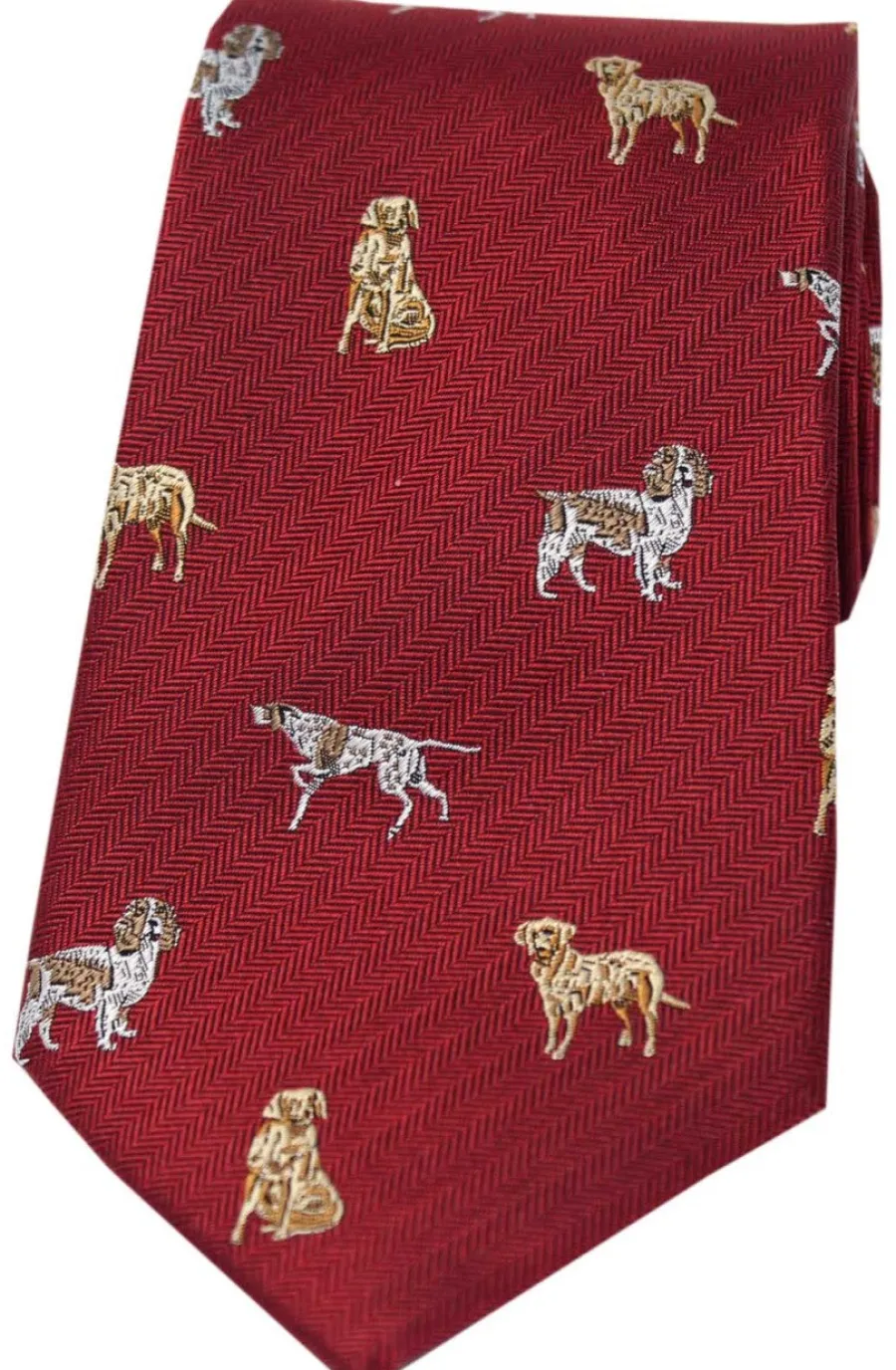 Women Soprano Dogs Silk Country Tie - Red