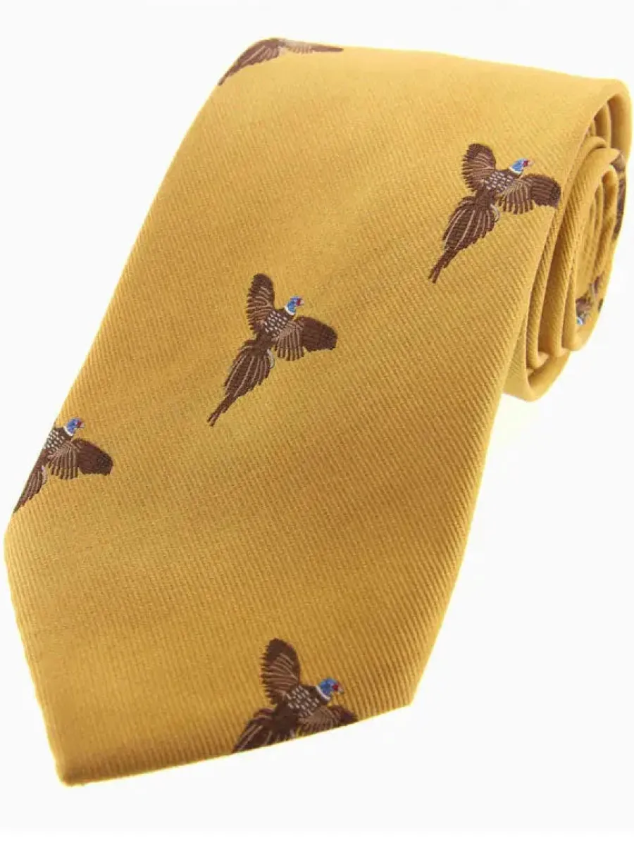 Women Soprano Flying Pheasants Woven Silk Country Tie -