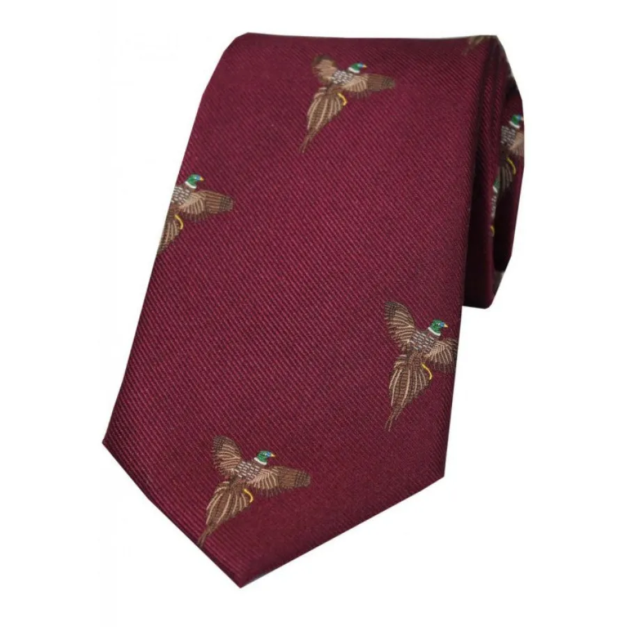 Women Soprano Flying Pheasants Woven Silk Country Tie -