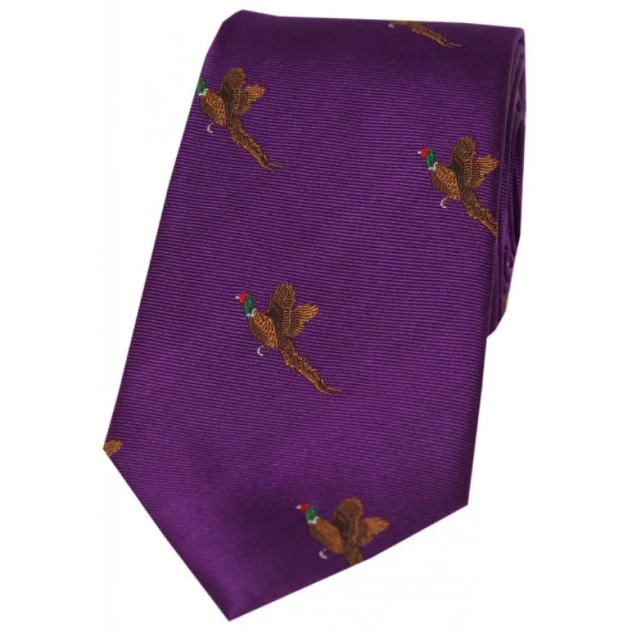 Women Soprano Flying Pheasants Silk Country Tie -