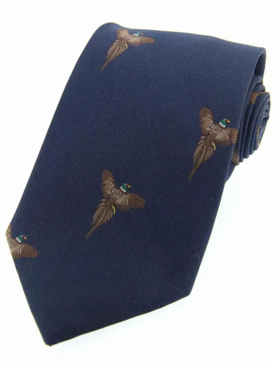 Women Soprano Flying Pheasants Woven Silk Country Tie -