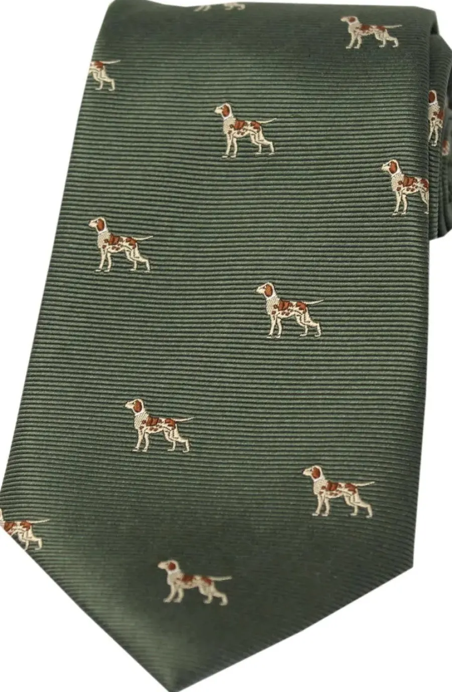 Women Soprano Fox Hounds Silk Country Tie - Moss Green