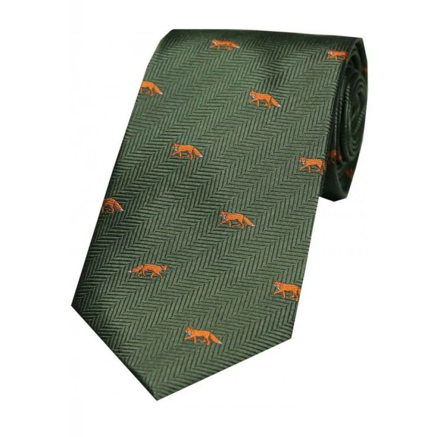 Women Soprano Foxes Silk Country Tie - Racing Green