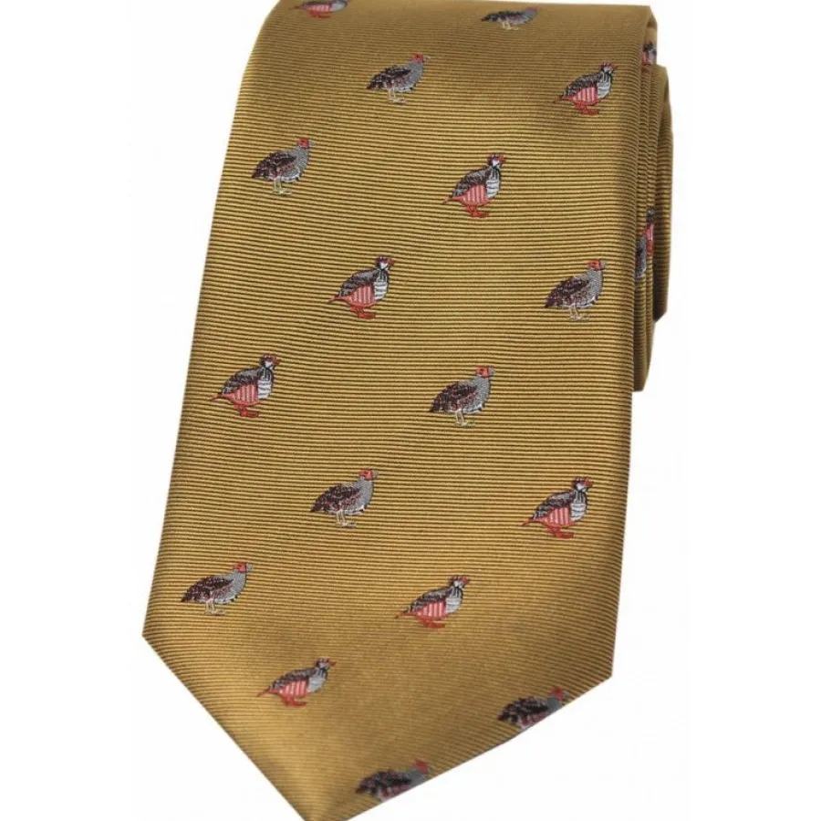 Women Soprano Grouse & Partridge Silk Country Tie - Old Gold
