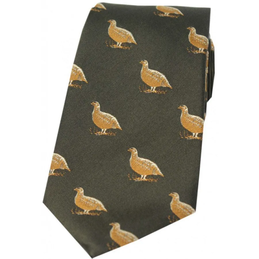 Women Soprano Grouse Silk Country Tie - Moss Green