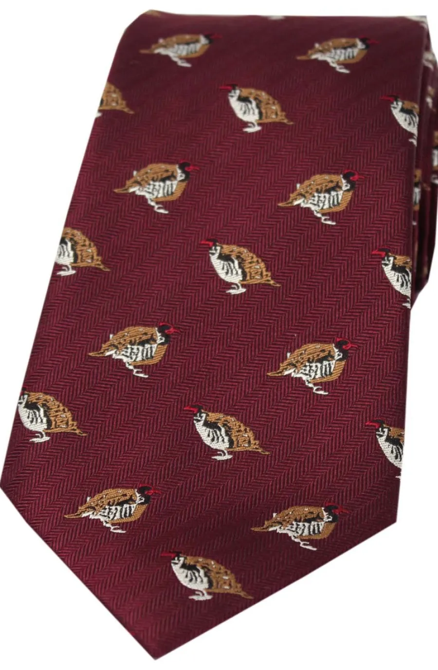 Women Soprano Red Legged Partridge Silk Country Tie - Wine
