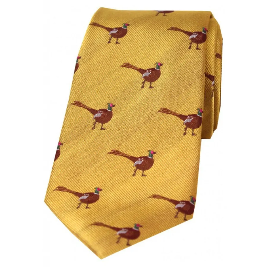 Women Soprano Standing Male Pheasant Woven Silk Country Tie -