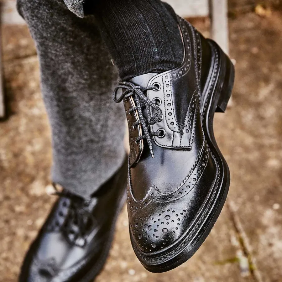 Tricker's TRICKER'S Bourton Shoes - Mens Dainite or Leather Sole - Black Calf