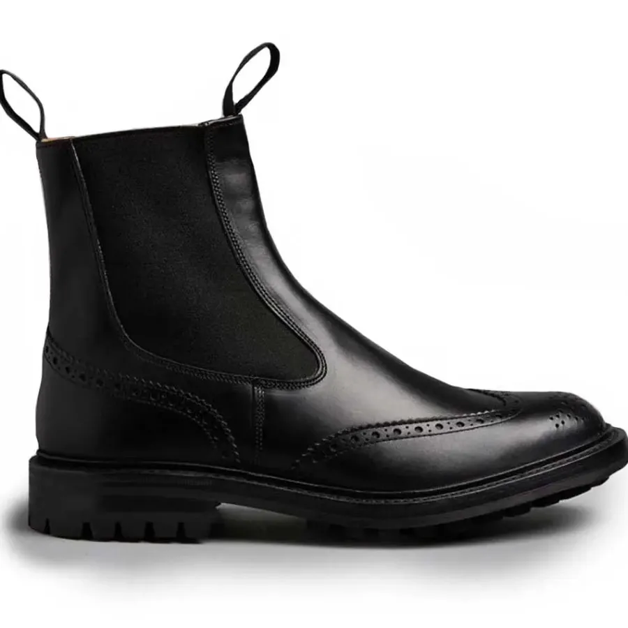 Tricker's TRICKER'S Henry Boots - Mens Commando Sole - Black Calf
