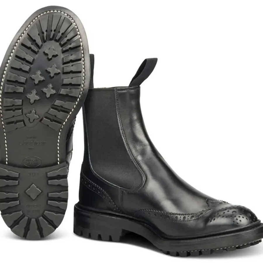 Tricker's TRICKER'S Henry Boots - Mens Commando Sole - Black Calf