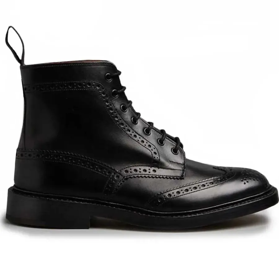 Tricker's TRICKER'S Stow Boots - Mens Dainite or Leather Sole - Black Calf