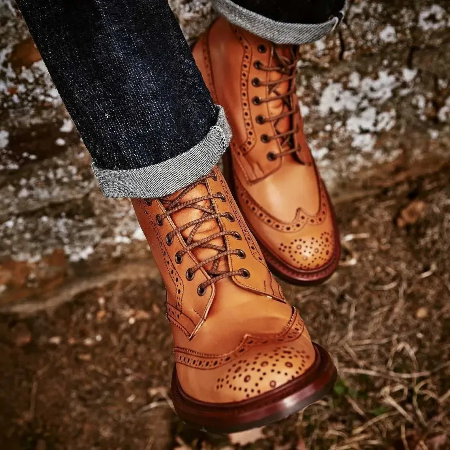 Tricker's TRICKER'S Stow Boots - Mens Dainite or Leather Sole - Acorn Antique