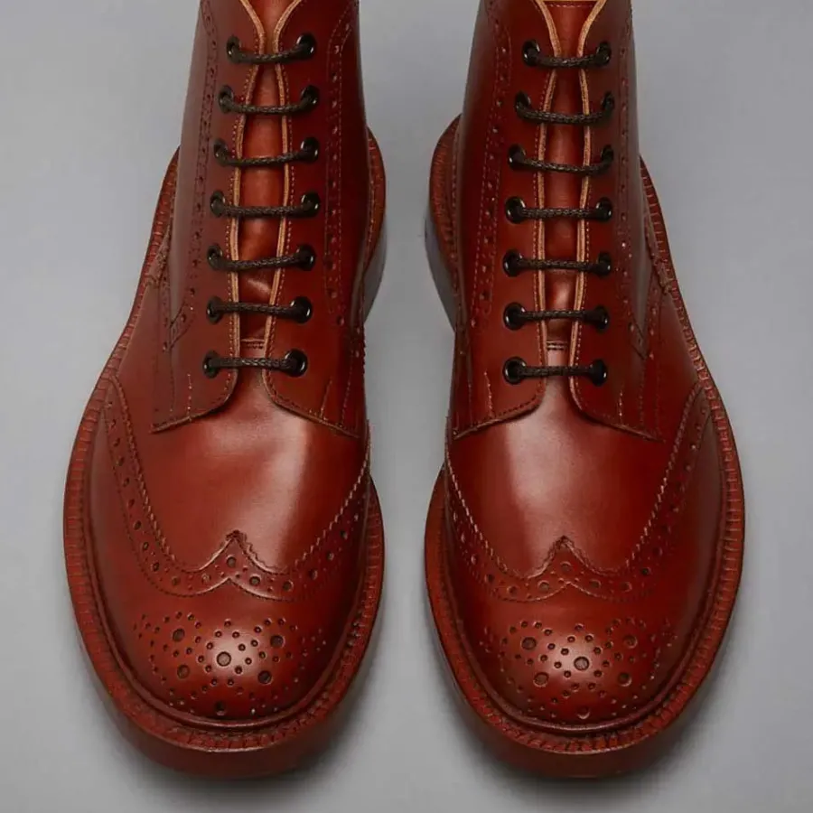 trickers_stow_boots__mens_2-4.webp Tricker's TRICKER'S Stow Boots - Mens Dainite or Leather Sole - Marron Antique