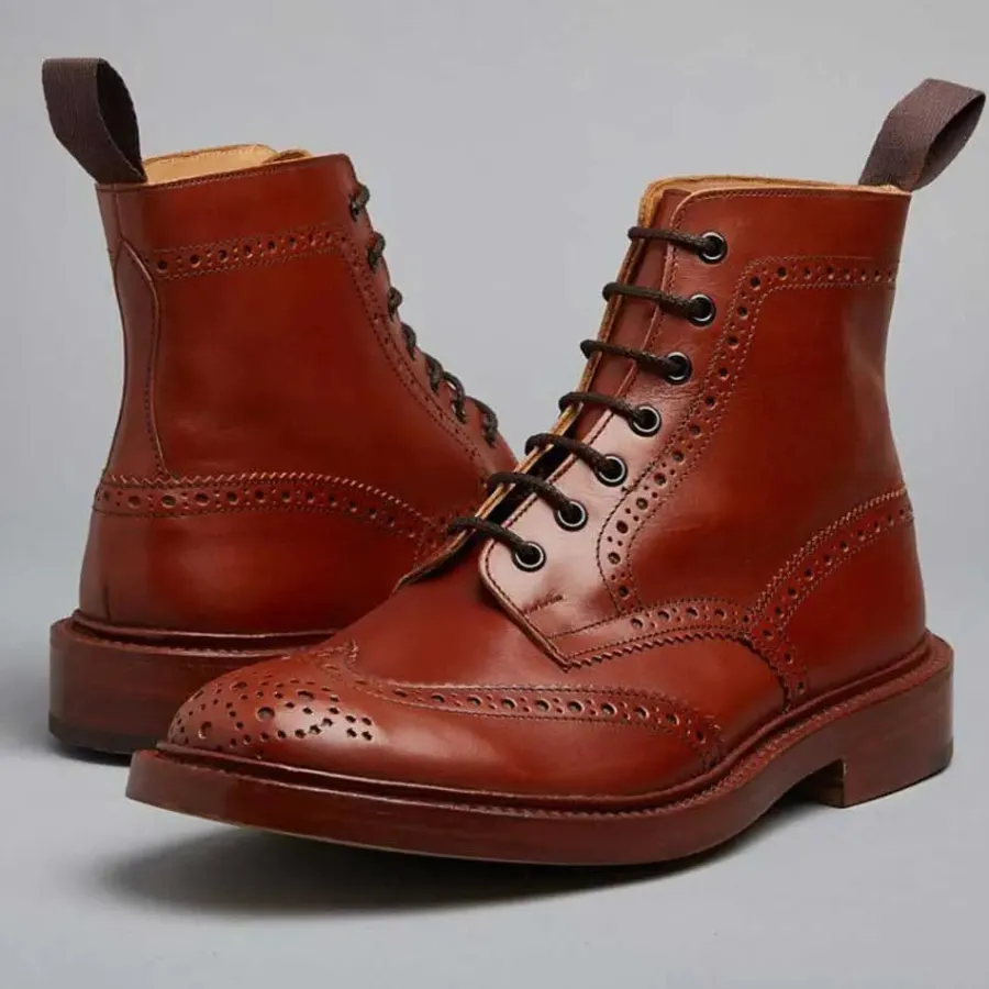 trickers_stow_boots__mens_3-4.webp Tricker's TRICKER'S Stow Boots - Mens Dainite or Leather Sole - Marron Antique